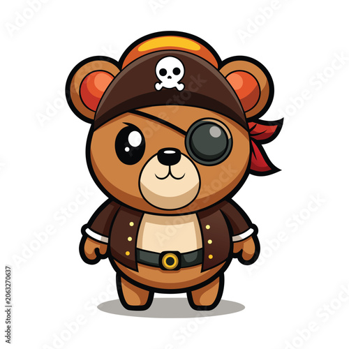 Cute Pirate Teddy Bear Silhouette Vector