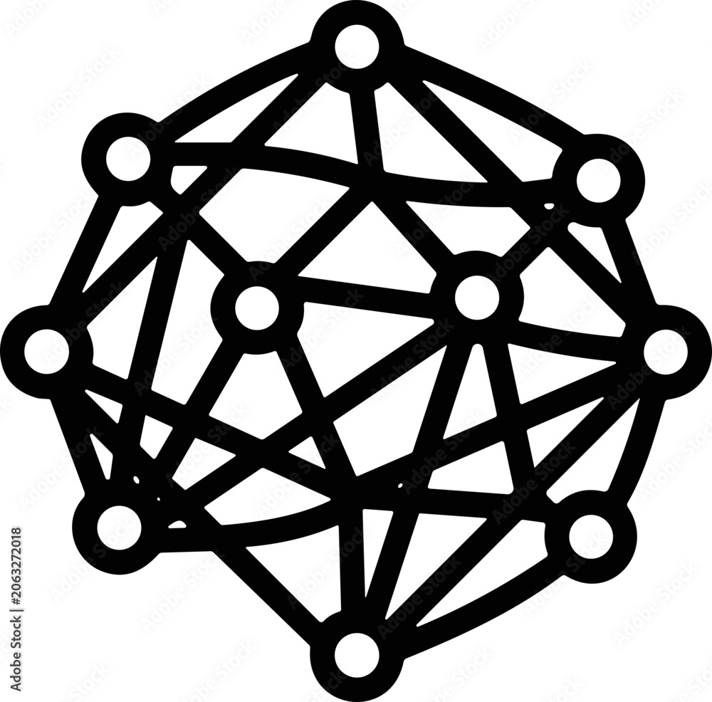 Foto Abstract network structure with interconnected nodes and lines, representing dat