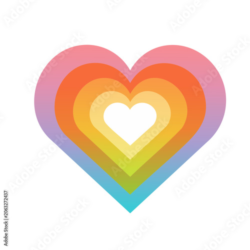 Rainbow heart illustration with gradient colors