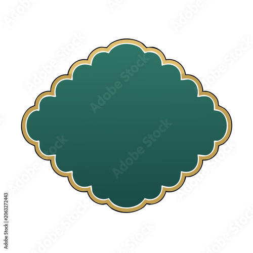 Teal and gold ornate decorative frame with scalloped edges