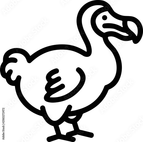 фотографія Cartoon Dodo Bird Icon - Extinct Animal Line Art Illustration
