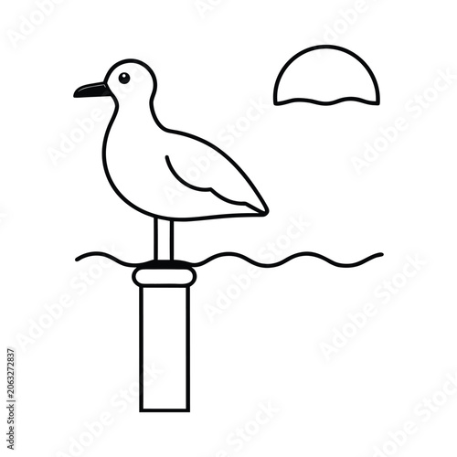 Seagull Sunset Silhouette Vector Illustration
