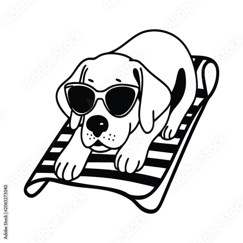 Trendy Dog Wearing Sunglasses Vector Design