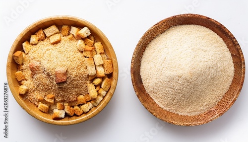 isolated bread crumbs and crushed rusk bread crumbs for nuggets panko on white background top view food and wheat ingredient
