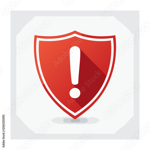 Flat red warning sign with exclamation mark