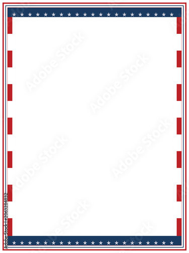 Stars and Stripes Patriotic Border Frame — Classic American Flag Style with Star Bars Red White Stripes 4th of July Independence Day A4 Portrait Vector