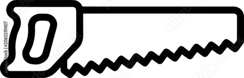 Konstfotografi Simple Hand Saw Icon, Black Outline on White Background, Tool Illustration