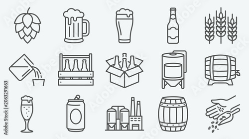Photos Brewery Vector Line Icons Set