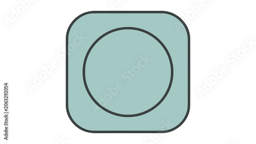 Teal square with circle on white background, shape simple