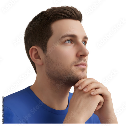 Realistic 3D Render of Man's Profile