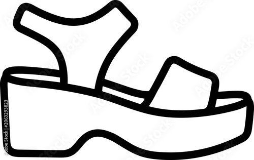Cuadro en lienzo Platform sandal icon outline, fashion footwear illustration