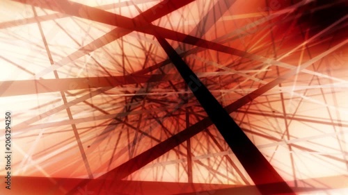 Burnt Orange Abstract Lines in Motion 4K Loop features lines of varying sizes flowing forward and backward with a vibrant burnt orange glow in a loop.