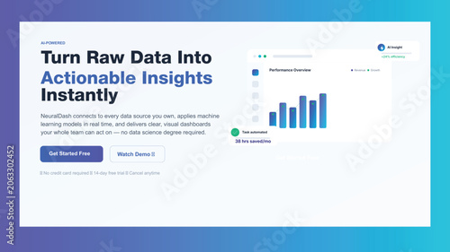 AI Powered Data Analytics Web Banner Template with Performance Dashboard Elements