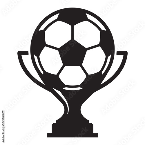 Soccer Ball Trophy Silhouette On White Background