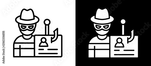 Photos Identity Theft Icon Set In Black And White Filled Style Collection