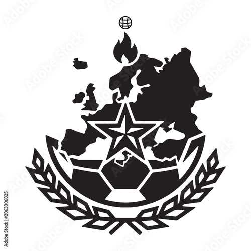 World map and star silhouette on white background graphic design