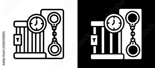 Φωτογραφία Prison Sentence Icon Set In Black And White Filled Style Collection