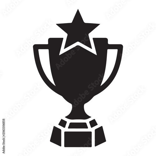 Trophy With Star Icon Black Silhouette On White Background