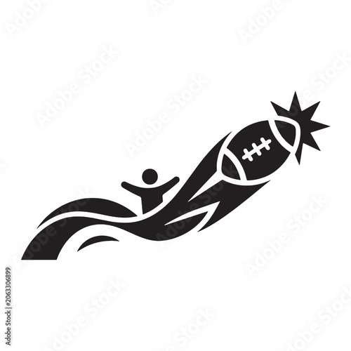 Falling Figure And Exploding Bomb Silhouette On White Background
