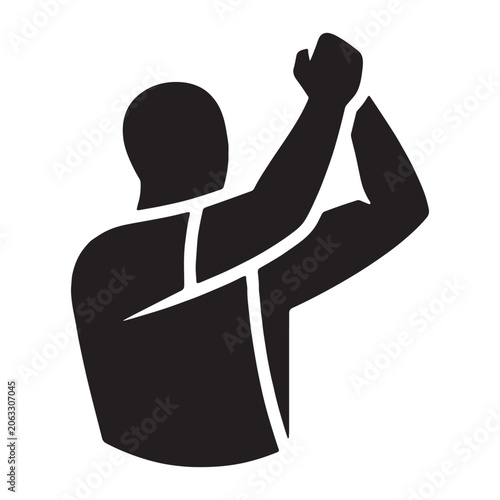 Human Silhouette Raising Arm Black And White Graphic