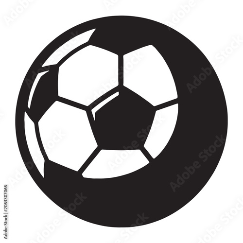 Soccer ball silhouette on a white background monochrome graphic