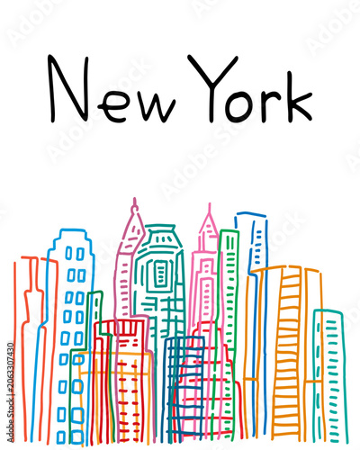 New York City artistic hand drawn poster. Not AI