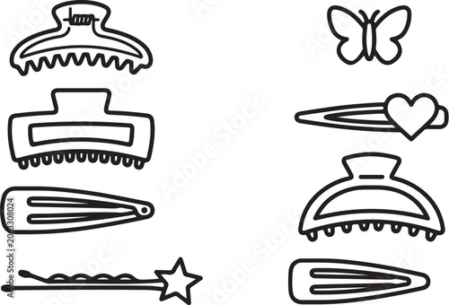 Εκτύπωση καμβά Assorted hair clips and barrettes illustration