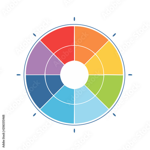 Flat design color wheel with spectrum segments
