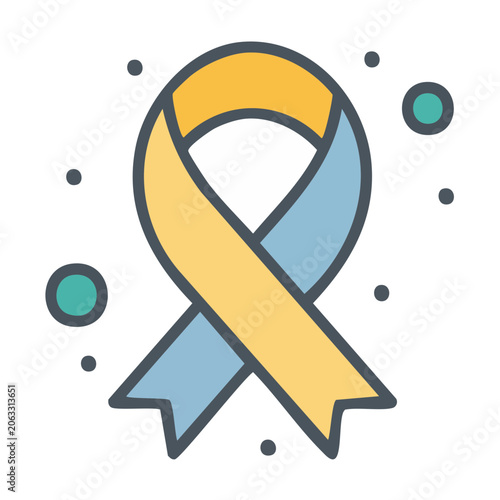 Yellow and Blue Awareness Ribbon Icon