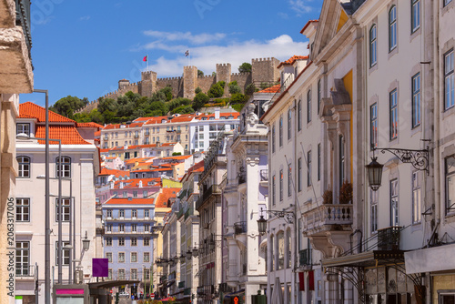 Historic Street Leading to Sao Jorge Fortress in Lisbon Portugal