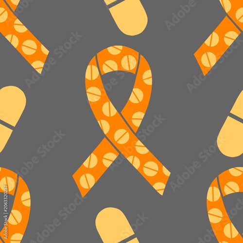 Breast cancer month seamless pink ribbon day mammogram pattern for medical accessories and medicine textiles