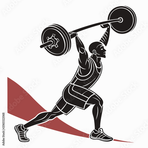 Bilde på lerret Weightlifter lifting heavy barbell graphic illustration with weightlifter weight