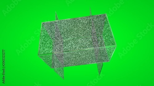 3D Static Noise Box With Green Screen Background  Abstract TV Signal Interference Texture
