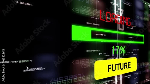 Future Technology Loading Progress Bar with Digital Data Interface
