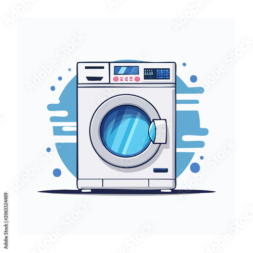 Flat design vector of washing machine front view