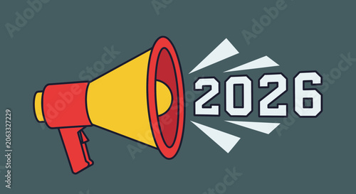 Foto Megaphone loudspeaker announcing the year.