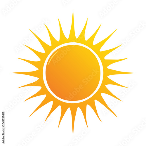 Flat design sun icon with rays