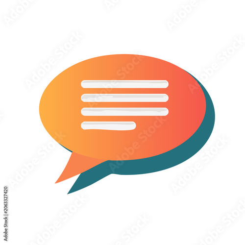 Flat design speech bubble icon with chat lines