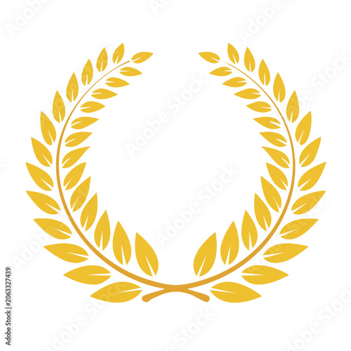 Golden laurel wreath vector icon