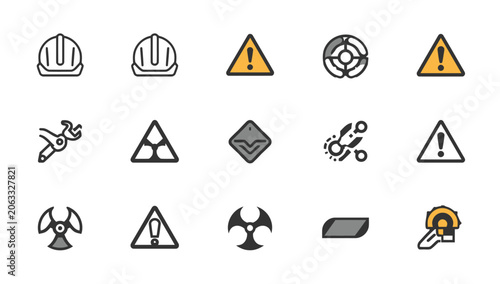 Obraz na płótnie Collection of warning and safety symbols.