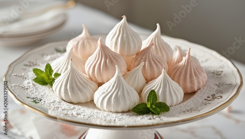 Obraz na płótnie A plate stacked with meringues