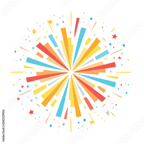 Colorful Fireworks Burst in Flat Design