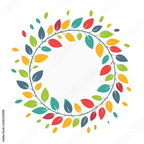 Colorful Leaf Wreath Illustration