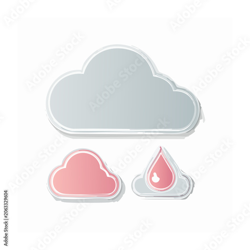 Flat design weather icons with cloud and raindrop