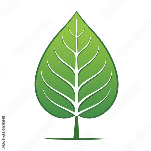 Green Leaf Vector Icon with Transparent Background