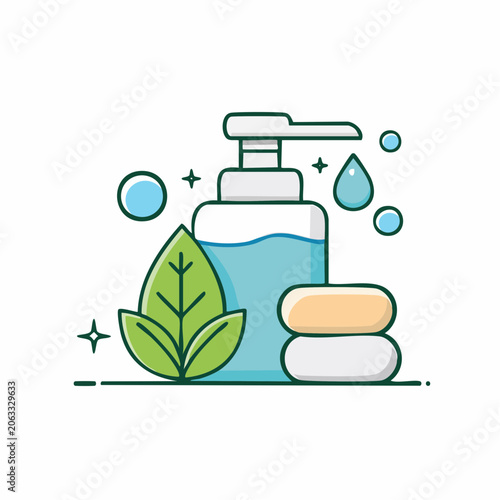 Liquid Soap and Leaf Icon