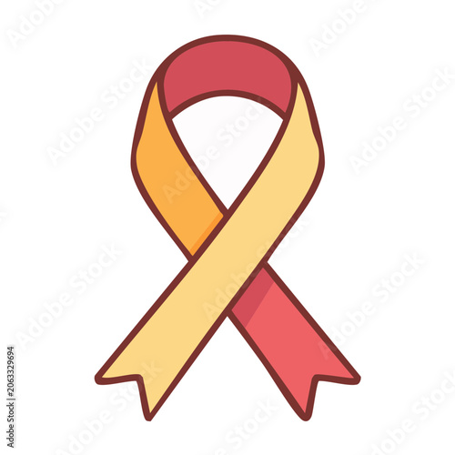 Yellow and red awareness ribbon icon