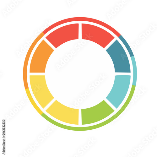 Colorful circular chart with six segments