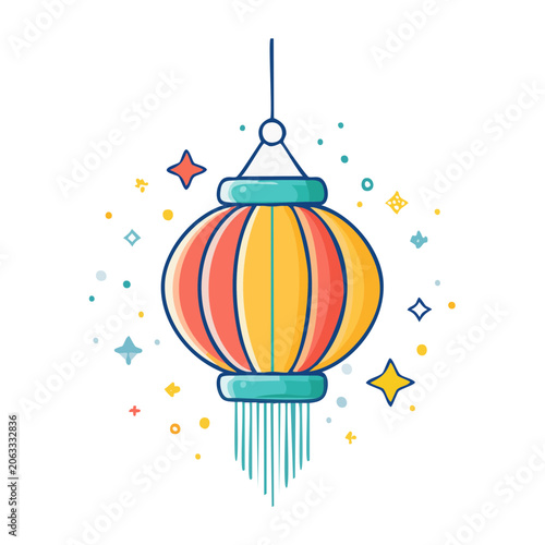 Colorful Hanging Paper Lantern with Stars