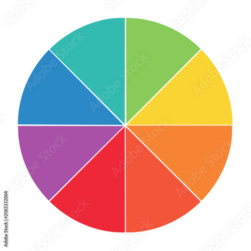 Flat design color wheel with seven segments